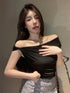 Women Korean Asymmetrical Off-Shoulder Tops